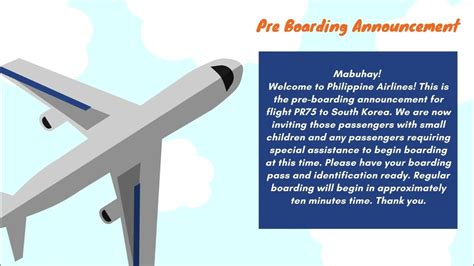 philippine airlines welcome announcement script|Airline Announcements in English .